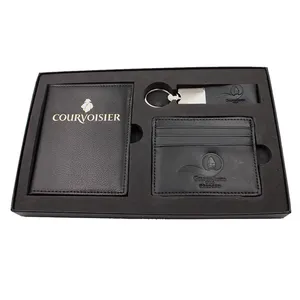 Premium Lederen Paspoorthouder Card Portemonnee Sleutelhanger Gift Set Voor Mannen