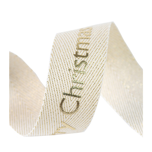 Customised logo Xmas Gift Herringbone Grosgrain Print Cotton <strong>Ribbon</strong> <strong>Thick</strong> Satin <strong>Ribbon</strong> Gold Leaf <strong>Ribbon</strong> - Product Image 3