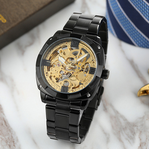 Forsining <span class=keywords><strong>orologio</strong></span> meccanico automatico da uomo retrò di moda <span class=keywords><strong>orologio</strong></span> da scheletro con lancette luminose di lusso dal Design dorato di lusso - Product Image 6