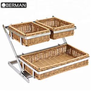 cheap stainless steel 3 tier bamboo storage dim sum/bread/fruit basket in malaysia wholesale