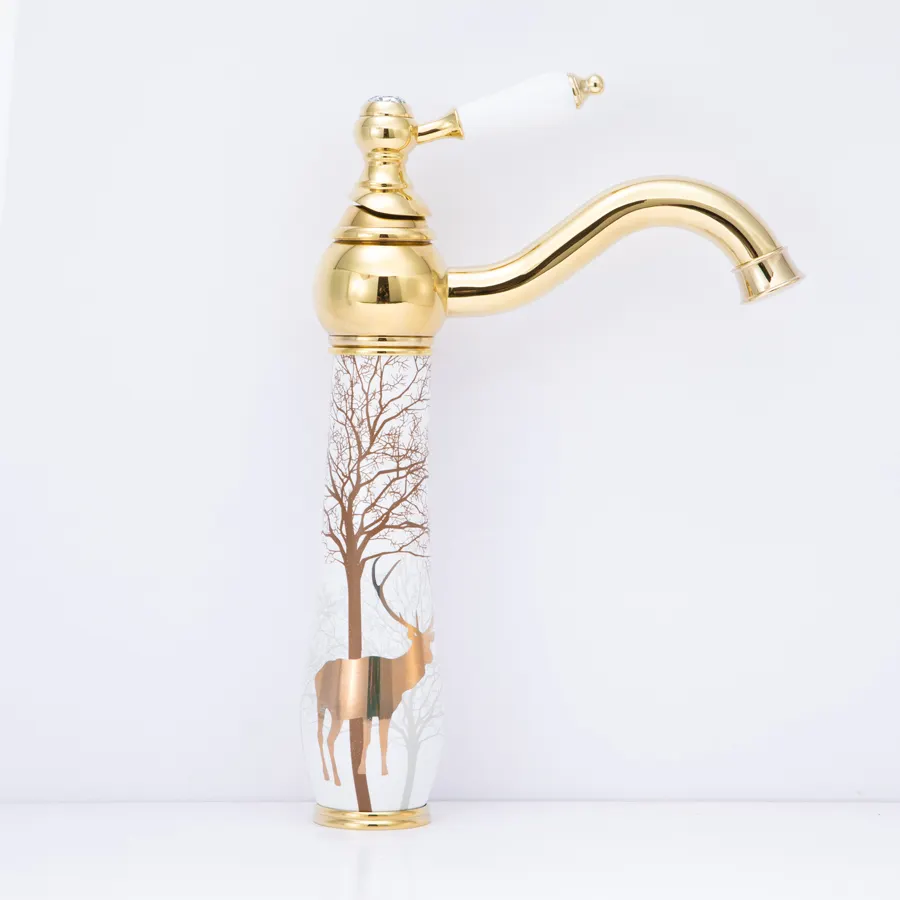 K1553 Apartment elegant bathroom basin ceramic rose gold faucet