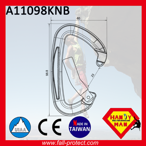 Mosqueton en aluminium certifié CE & UIAA pour l'escalade et la montagne, à ouverture coudée - Product Image 2