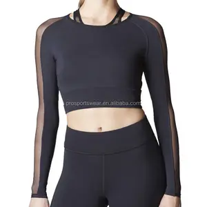 Ladies Long Sleeve Crop Top Fitness Gym Sports Wear Fashion Girl Clothing For Sports Yoga