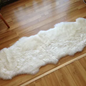 Fluffy Faux fur Australian Black Sheepskin Rug Two Pelt Fur Rug, Double