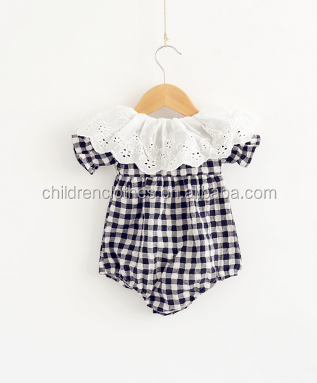 Детская одежда, Детский костюм, Бутик для девочек, 100 хлопок, клетчатая ткань, кружевные Комбинезоны для маленьких девочек