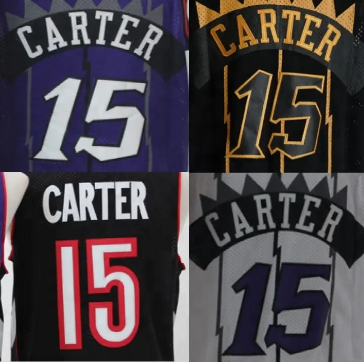 Personalizado vince carter #15 melhor qualidade costurado jérsei