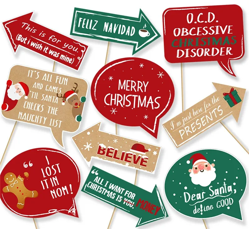 20Ct Christmas Party Photo Booth Props - Funny Xmas Holiday Decorations Supplies