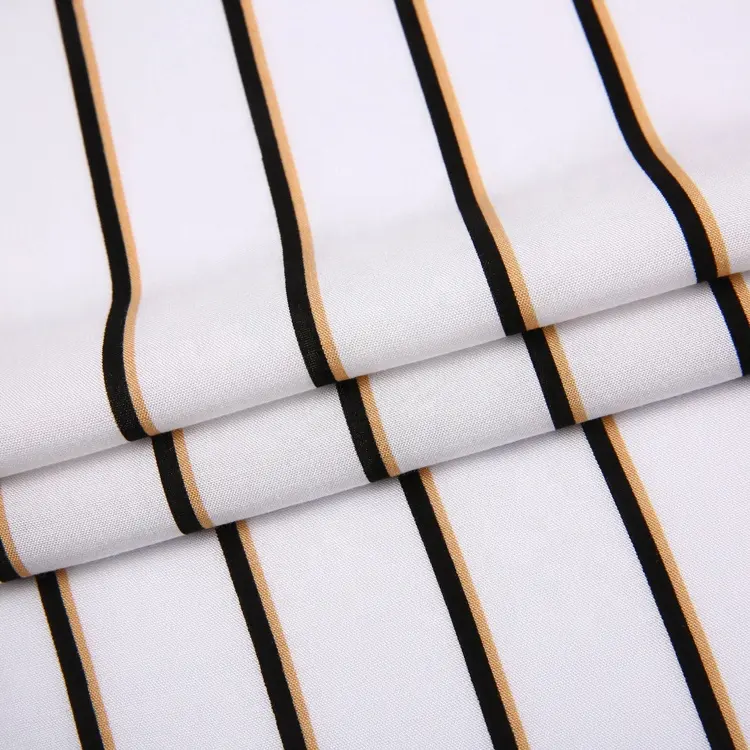 New fashion woven rayon printed stripe 100% cotton poplin fabric for clothing price