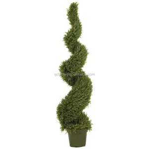 หน่วงไฟ Uv ทนพลาสติกหญ้าเทียม Boxwood เกลียวประดิษฐ์ Buxus Topiary Ball Boxwood ต้นไม้พืช