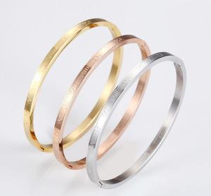 Fashion Design Più Popolare 4 MM Sottile Donne Gold Filled Bracciale In Acciaio Inossidabile <span class=keywords><strong>Romano</strong></span> Braccialetti Gioielli - Product Image 1