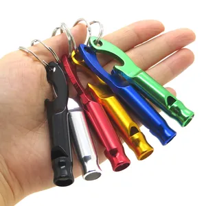 נייד אלומיניום חירום הישרדות Whistle Keychain עם פותחן בקבוקים