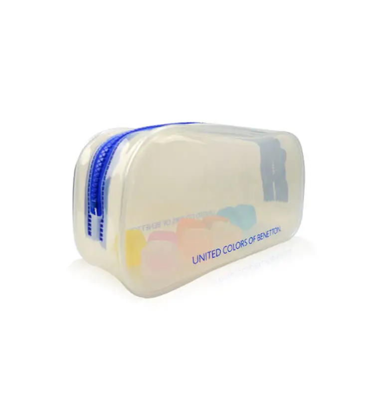 Transparent Plastic Heat Seal Sewing Zipper Pouch 2020 Vinyl Clear PVC Deep Blue Zippered Toiletry Bag