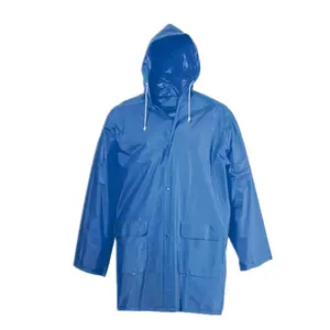 Venda da da fábrica impermeável adulto pvc azul capa de chuva