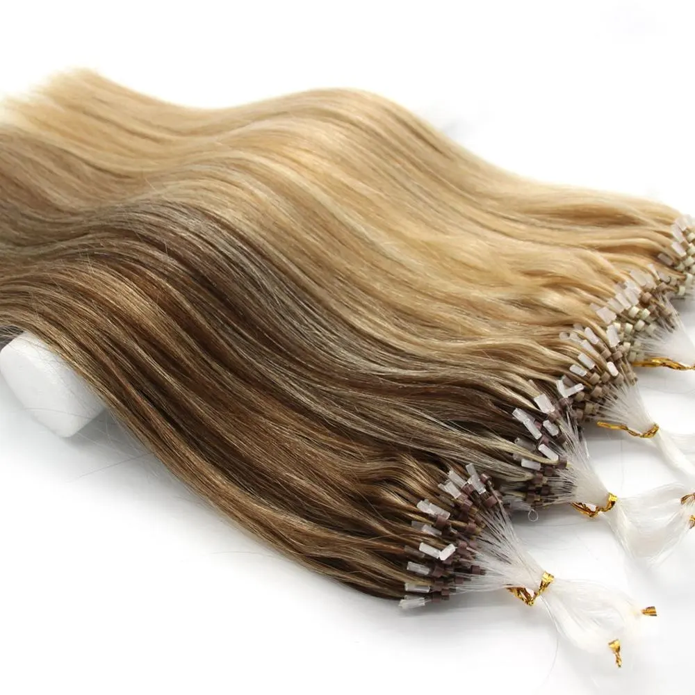 Wholesale 14-32inch 100s Easy Loop Remy Real Human Hair Extensions Two Tone Ombre Hair Straight micro ring hair extensions