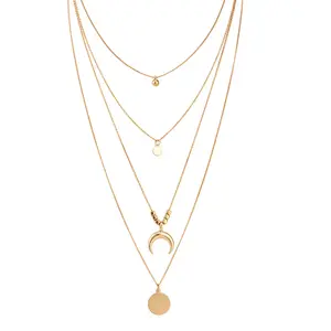 Модное богемное многослойное золотое ожерелье с кулоном для женщин, оптовая продажа NS180883