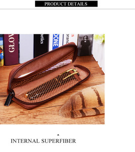 Estuche para Lápices de Cuero PU Duradero con Cierre, Bolsillo de Malla y Soporte para Gafas, Diseño Moderno, Protector y con Logotipo Personalizado - Product Image 6
