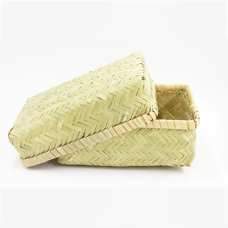 Bamboo Basket Woven Hand Made Square Storage Basket For Home