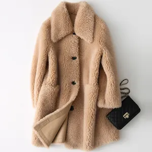 Manteau de fourrure en cuir de mouton véritable pour femme, tient chaud, grande taille, idéal pour l'hiver, offre spéciale