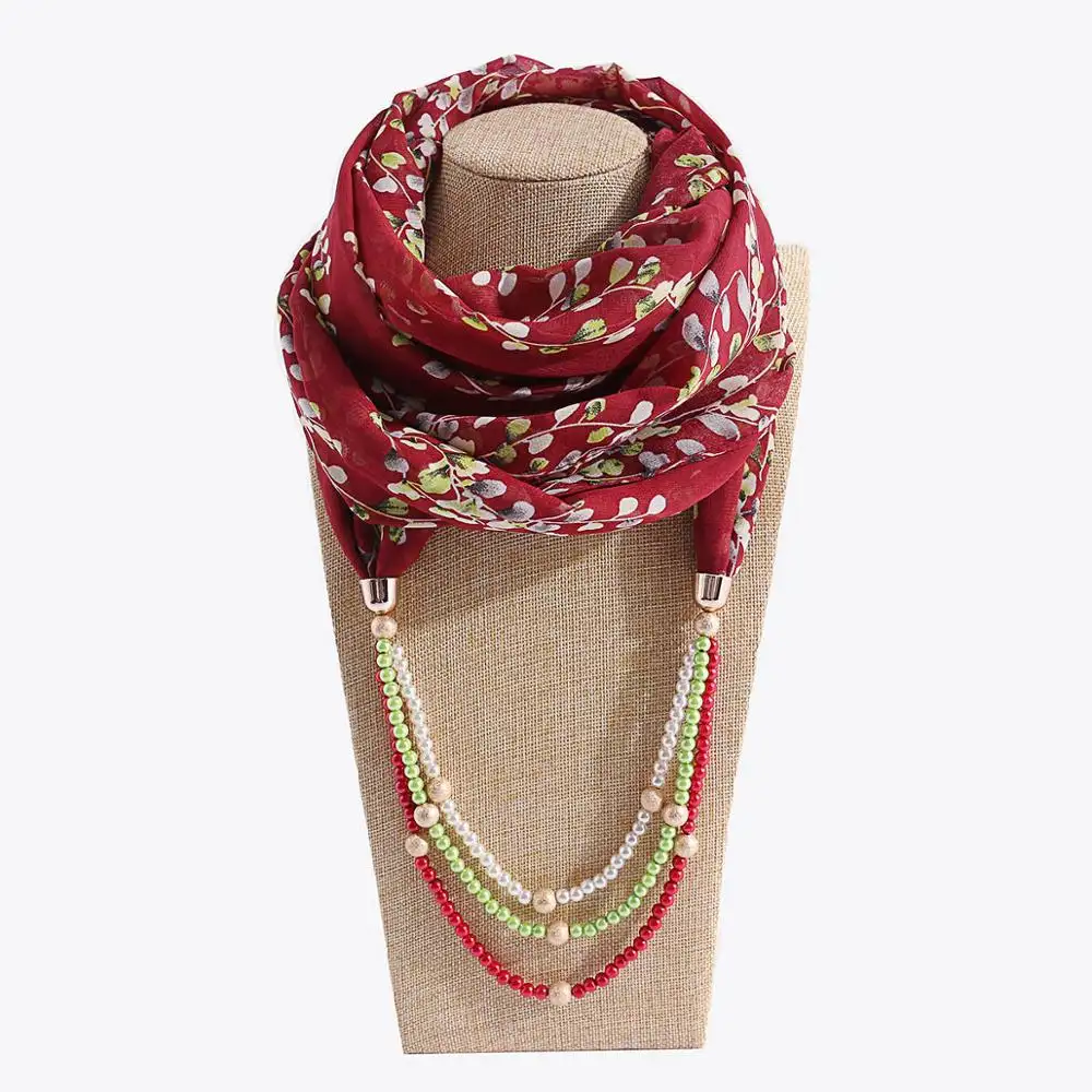 Foulard Long avec pendentif en perles de mousseline de soie, écharpe pour bijoux, Hijab, nouvelle collection