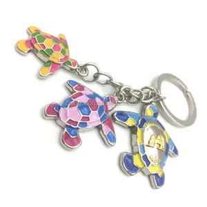 Colorful Keychain Wholesale Custom Color Souvenir Beach Style Key Holder Metal 3D Turtle Keychain