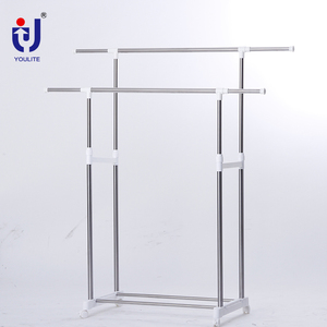 Grand porte-vêtements métallique amovible avec étagères suspendues <span class=keywords><strong>sur</strong></span> roulettes pour salle de bain, séchoir à vêtements à un seul niveau - Product Image 4