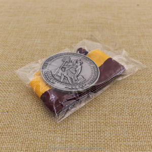 Hot Sale Metall Antik Silber <span class=keywords><strong>Saint</strong></span> <span class=keywords><strong>Christopher</strong></span> Medaille mit Band - Product Image 5