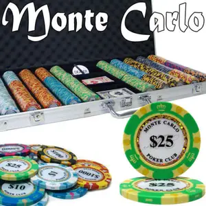 NUOVO 750 Pc Monte Carlo 14 Grammo di Argilla Poker Chip Set Con Il Caso di Alluminio