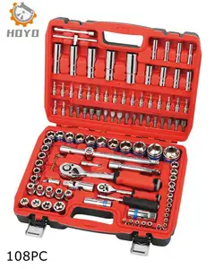 Fosco ou espelho terminado Chave de Soquete 108pcs Conjunto 1/2 ''Unidade Box Spanner Ferramenta de Reparação de Automóveis Ferramenta de Mão dupla conjunto de ferramentas caixa de cor