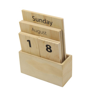 Tavolo decorativo Legname Legno Cubo Calendario - Product Image 1