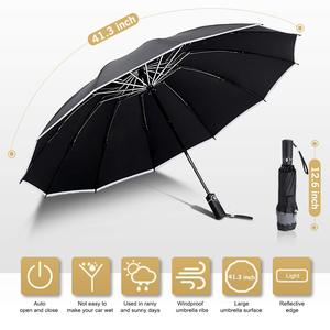 Bon marché Prix 12k Coupe-Vent Smart Reverse <span class=keywords><strong>Parapluie</strong></span> Automatique 3 Pliage Sécurité Conception Réfléchissante Style Moderne Promotionnel Vêtements de Pluie - Product Image 2