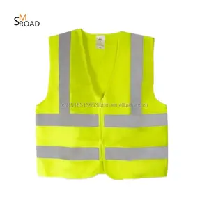 Promosi 120 Gsm Zipper Workwear Jaket Visibilitas Tinggi Keselamatan Reflektif Rompi Keamanan