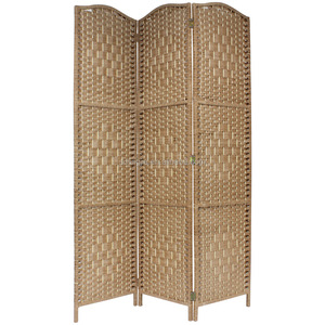 Paravento Decorativo in Rattan Mobile, Pannello in Legno Stile Dubai, Divisorio Pieghevole a 3 Pannelli, Separatore Economico con Carta per Matrimoni - Product Image 1