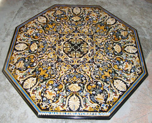 โต๊ะรับประทานอาหารหินอ่อนแปดเหลี่ยมพิเศษ Pietra Dura - Product Image 1