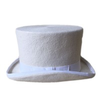 Chapeau de fête de style Chapeur Fou victorien, en feutre de laine blanc, avec un dessus décoré pour un effet magique