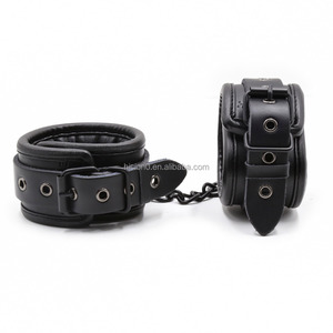 Menottes, attaches de cheville et collier en cuir de vache noir véritable, éponge de mouton, BDSM, <span class=keywords><strong>esclave</strong></span> sexy, fétiche, bondage, haute qualité - Product Image 3