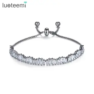 罗蒂米最新黑色链条手链 CZ 微铺路 Pulseira Feminina 珠宝礼品派对