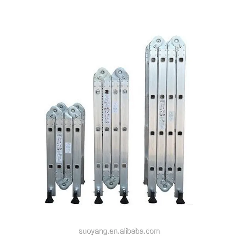 15.4 FT Extendable Aluminum Folding Ladder Aluminum Ladder Tree StandとSafety Locking Hinges 4 Folds 16 Rungs