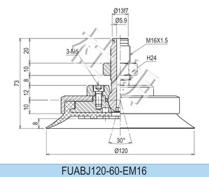 Copa de Sucção de Vidro PUGB120-NBR com Junta Esférica Universal e Copos de Sucção de Borracha - Product Image 3