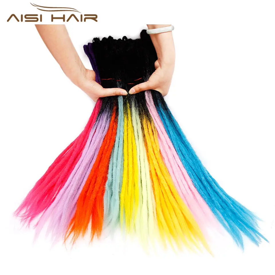 Aisi Hair 24 zoll Ombre Color Handmade Dreadlocks Hair Extensions Synthetic Crochet Braid Hair For Black Women