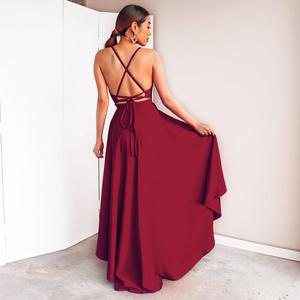Ultimi Modelli di Abiti da Ballo Rossi con Spalline Sottili, <span class=keywords><strong>Vestito</strong></span> da Cerimonia Sexy con Lunghezza Asimmetrica per Feste - Product Image 2