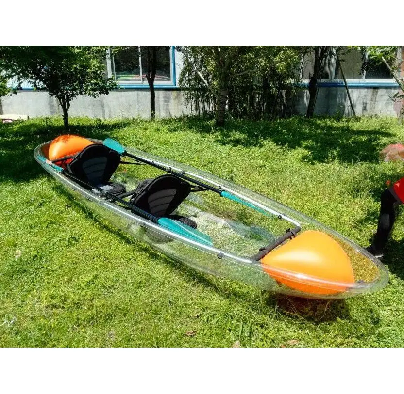 2018 hot sale rotomolding transparent kayak transparent fishing kayak transparent double kayak