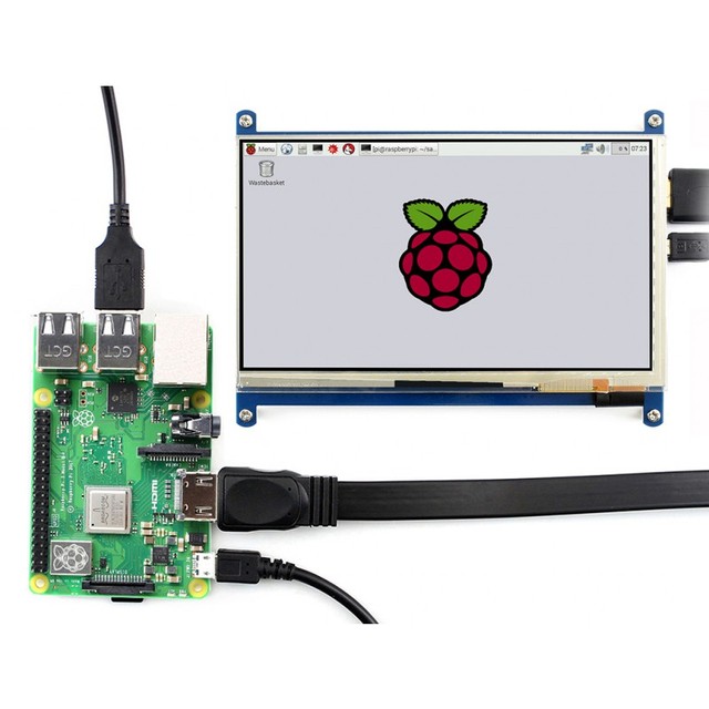 WaveShare 7 Inch IPS Capacitive Touch Screen LCD 1024*600 Low Power Consumption 5 Points Touch Display Supports Raspberry Pi/PC