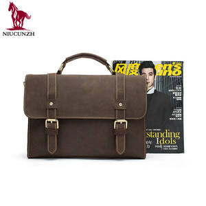 <span class=keywords><strong>Amazon</strong></span> Venta caliente fábrica de Guangzhou Laptop Messenger bolso duro Caballo loco de agregado Real <span class=keywords><strong>Hombre</strong></span> maletín de cuero - Product Image 5