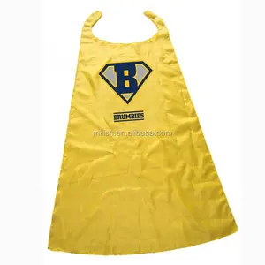 CAPE-0099 Party Halloween volwassen Custom logo geel superhero cape/kostuums satin cape voor kinderen