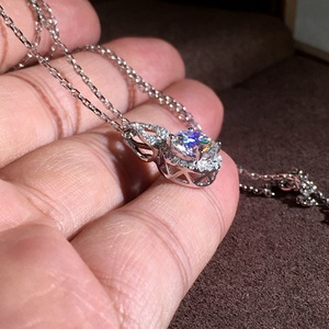 Nuovo arrivo carino grande pietra di zircone <span class=keywords><strong>argento</strong></span> ciondolo <span class=keywords><strong>collana</strong></span> a catena <span class=keywords><strong>lunga</strong></span> per le donne girocollo gioielli di moda 2019 - Product Image 4