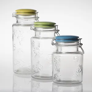 factory supplier low price glass spice jar food storage jar and bottle glass canister with airtight ceramic lid
