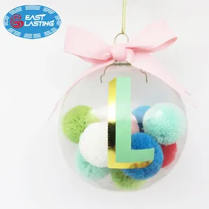 Benutzer definierte einzigartige Design Pompon Ball gefüllt Malerei Weihnachts dekoration OEM Glas Spielerei Ball