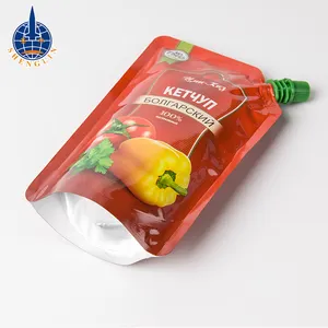 Custom ketchup doy pack tomato sauce packaging plastic spout pouch bag for chilli sauce