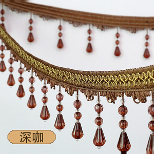 HAND-ทอผ้าม่านคริสตัลคริสตัลลูกปัดลูกไม้ผ้าผ้าม่าน Tassel Fringe Trim