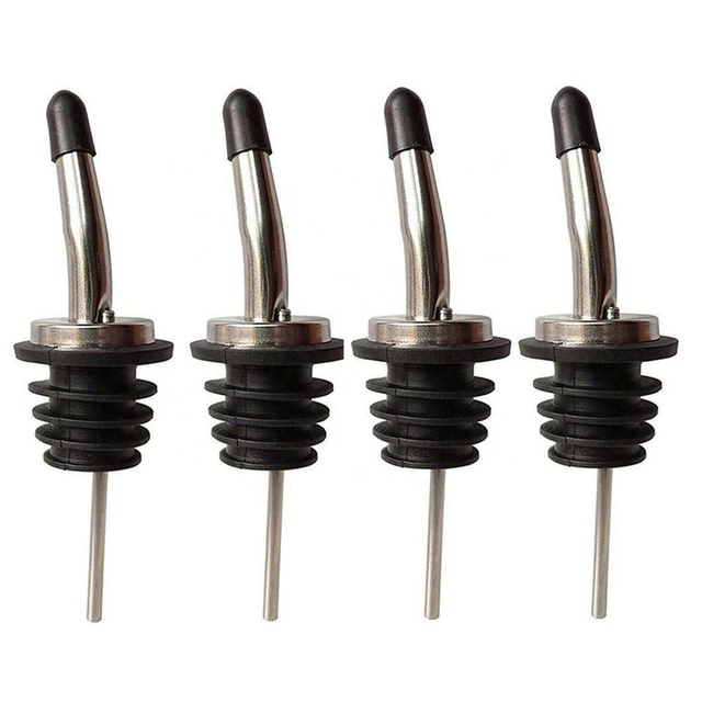 Black Stainless Steel Wine Pourers Set Liquor Pour Spouts for Wine Olive Oil Coffee Syrup Vinegar Bottles